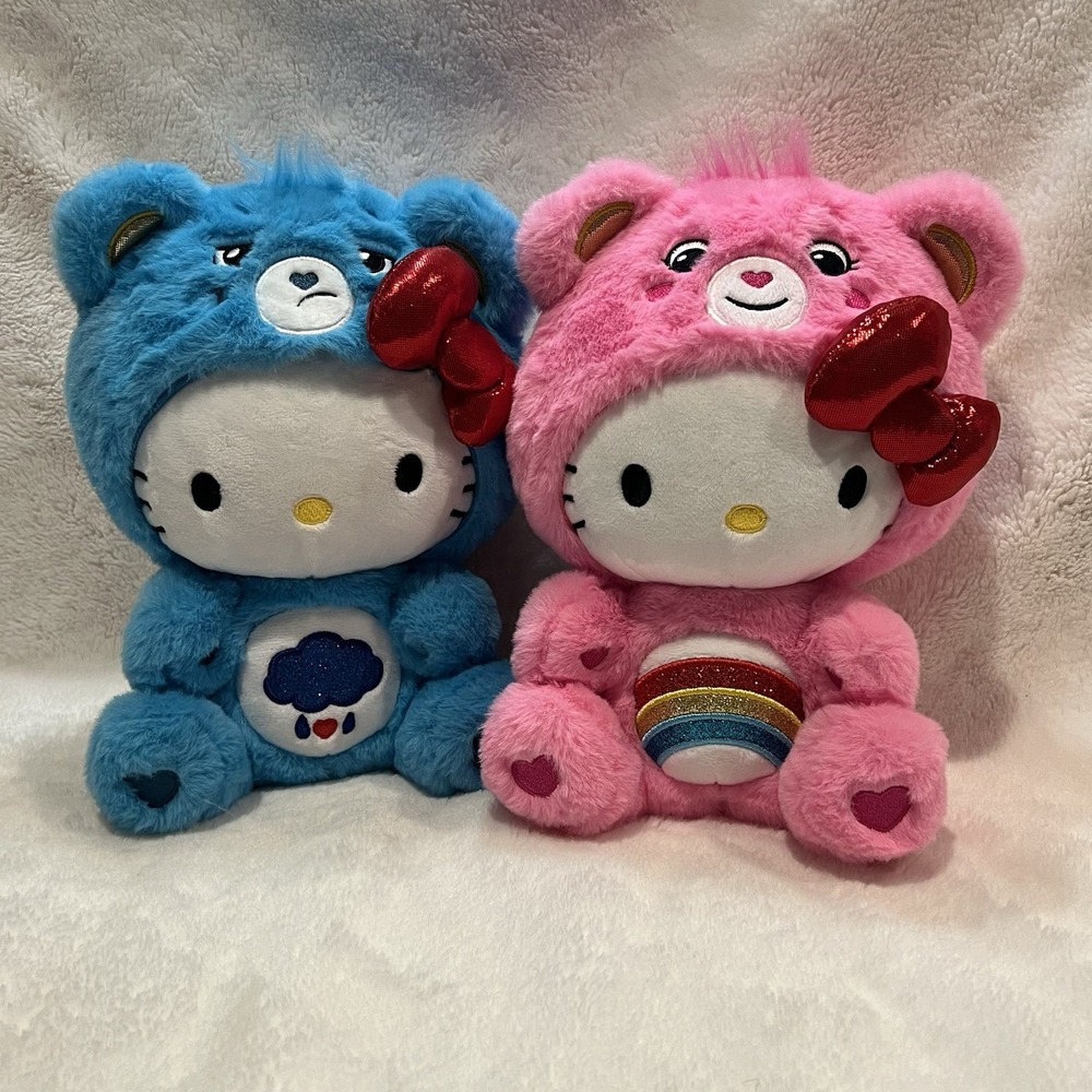 Hello Kitty x Care Bears Grumpy And Cheer Plush 10"‎ 2024 Sanrio Collab EC
